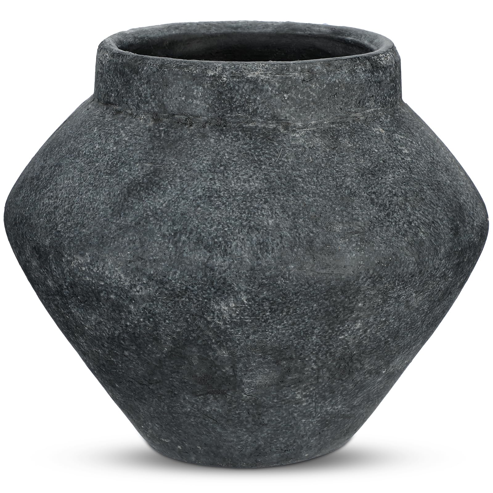 Small Rustic Cement Vase, 13cm (3.5" Opening) – Beige Farmhouse Planter for Pampas Grass & Dried Flowers, Living Room, Entryway & Bathroom Decor